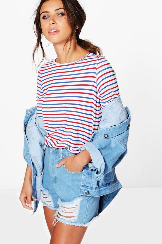 Petite Kayla Long Sleeve Multi Stripe Top